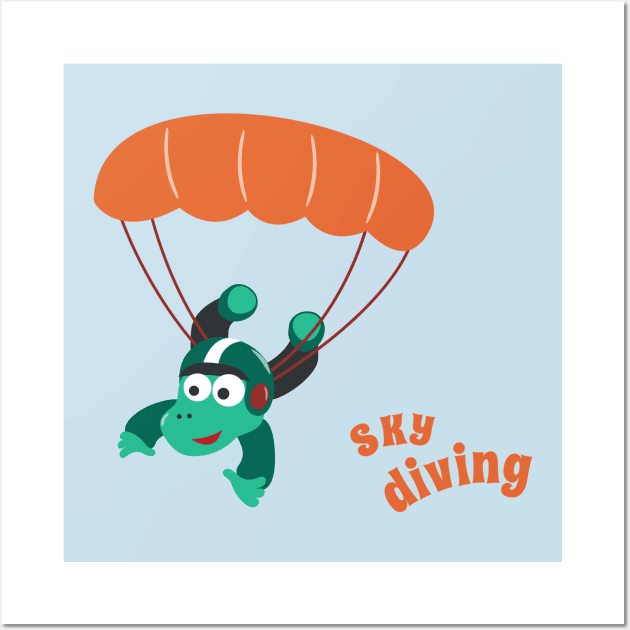 Vector illustration of a cute skydiver. Wall Art by KIDS APPAREL